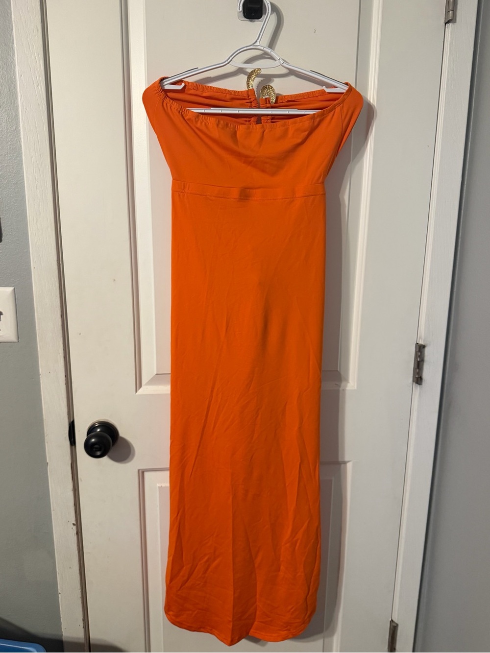 Strapless Orange Maxi Dress